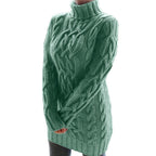Damen Strickpullover mit Rollkragen und Zopf-Muster R&B