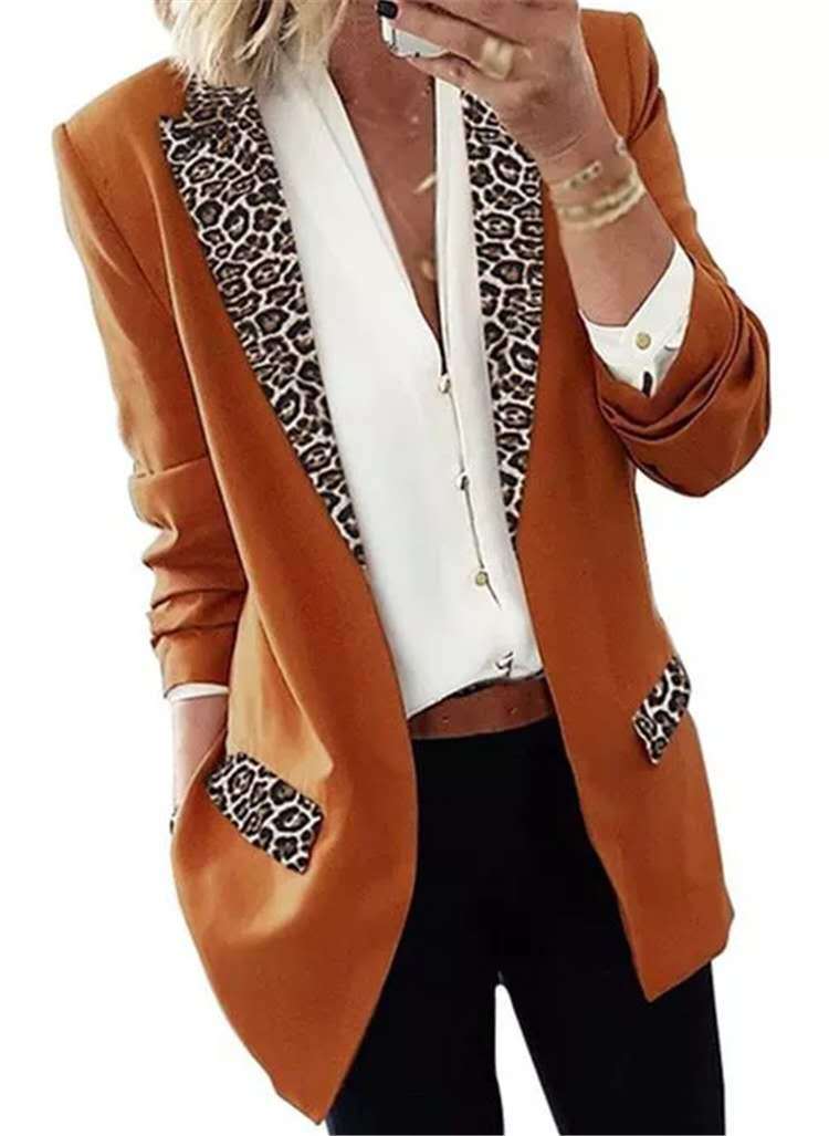 Damen Blazer mit modischen Leopardenapplikationen R&B