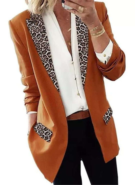 Damen Blazer mit modischen Leopardenapplikationen R&B