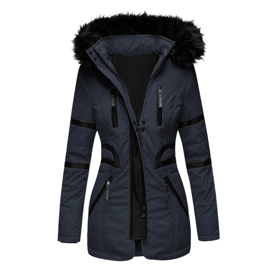 Damen isolierte Parkajacke mit abnehmbarem Kunstfellkragen und vielseitigen Taschen R&B