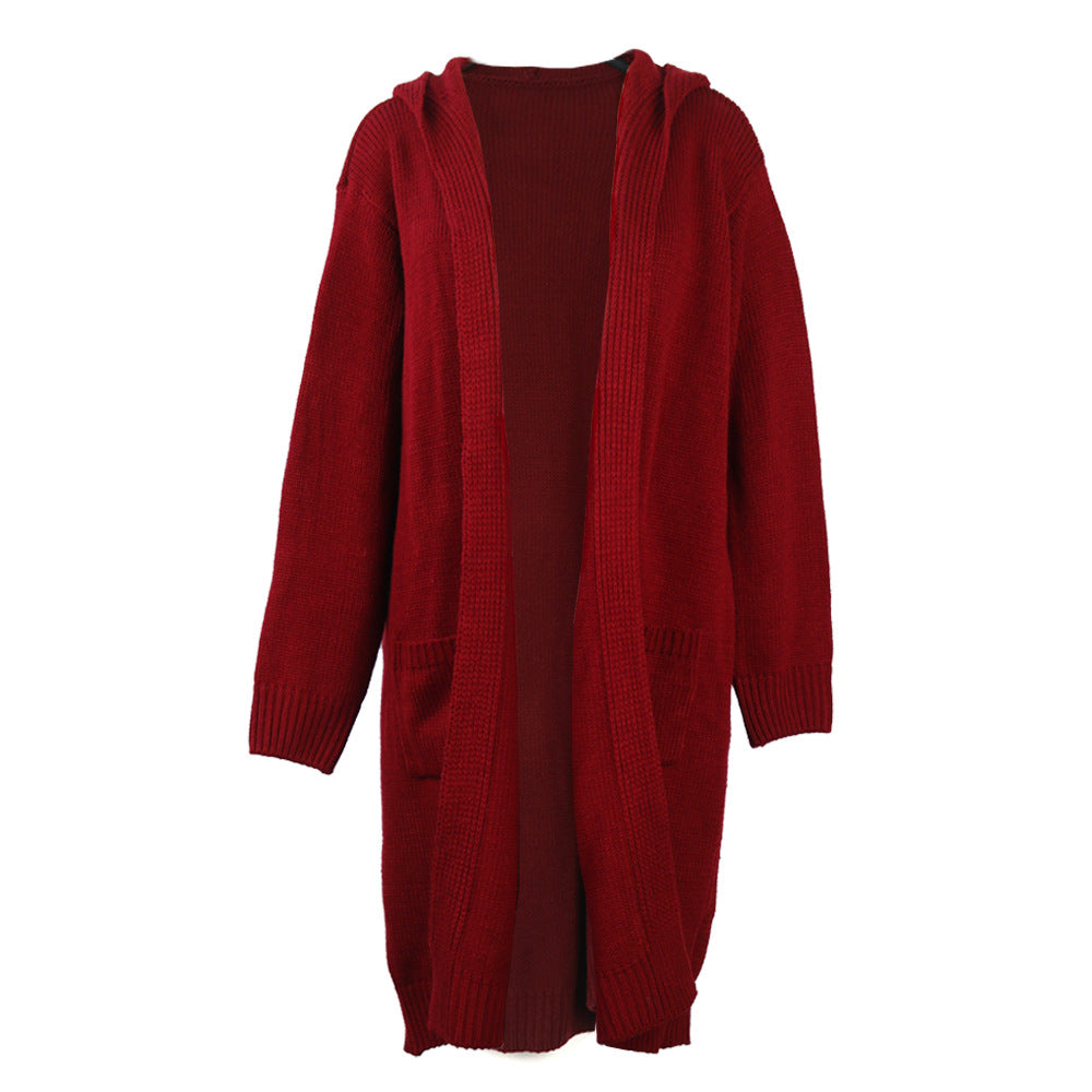 Damen Strickjacke mit Kapuze und bequemen Taschen R&B