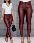 Damen Hochwertige Kunstlederhose R&B