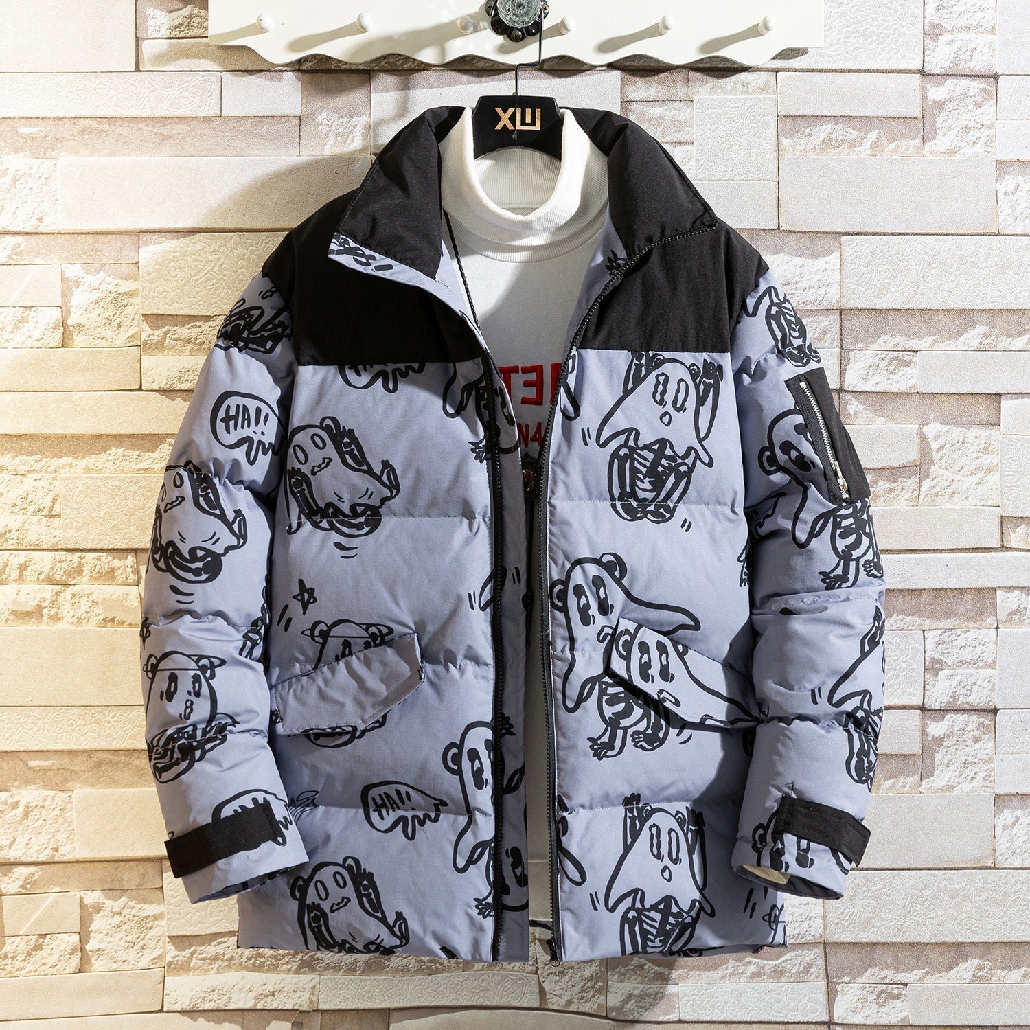R&B | Bedruckte wattierte Jacke