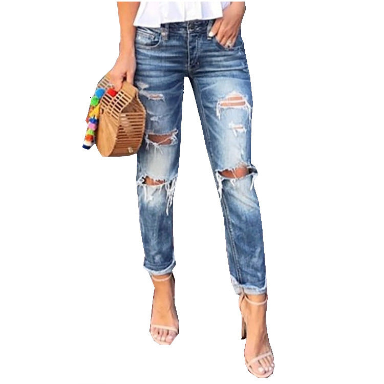 Damen Destroyed Jeans im Boyfriend-Stil R&B