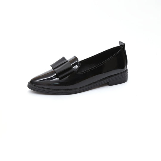 Damen nan eleganter Lackslipper mit dekorativer Schleife und leichter Plateausohle R&B