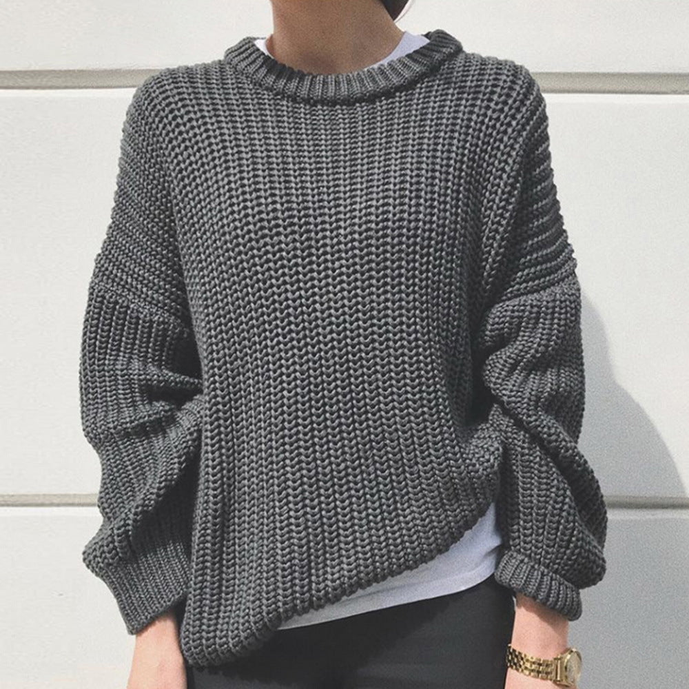 Damen Grobstrickpullover mit lässigem Schnitt und oversized Ärmeln