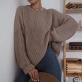 Damen Grobstrickpullover mit lässigem Schnitt und voluminösen Ärmeln