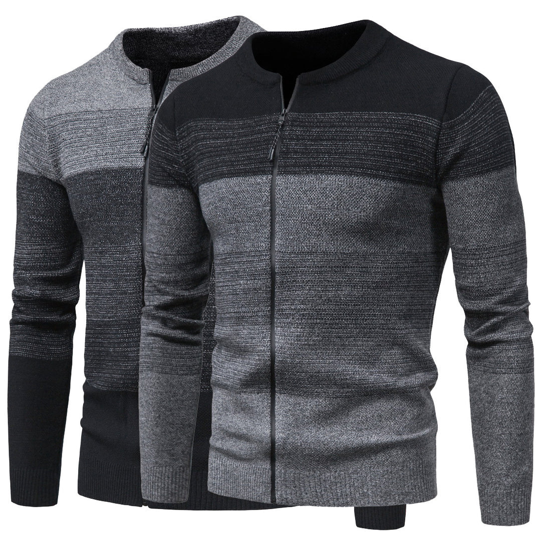 Herren modische Strickjacke mit durchgehendem Reißverschluss und Farbverlauf R&B