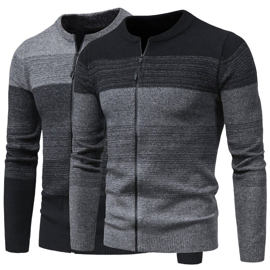 Herren modische Strickjacke mit durchgehendem Reißverschluss und Farbverlauf R&B