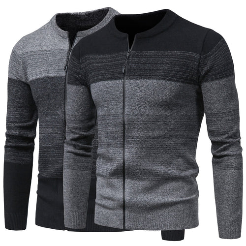 Herren modische Strickjacke mit durchgehendem Reißverschluss und Farbverlauf R&B