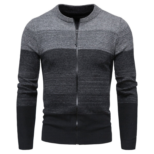 Herren modische Strickjacke mit durchgehendem Reißverschluss und Farbverlauf R&B