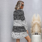 Damen Maxikleid mit raffiniertem Punktmuster und Volantdetails