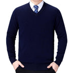 Herren V-Ausschnitt Strickpullover aus weichem Baumwollmix R&B