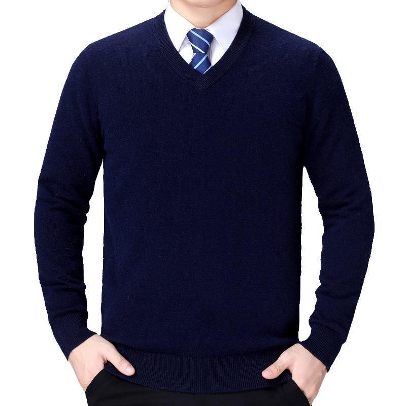 Herren V-Ausschnitt Strickpullover aus weichem Baumwollmix R&B