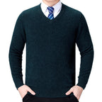 Herren V-Ausschnitt Strickpullover aus weichem Baumwollmix R&B
