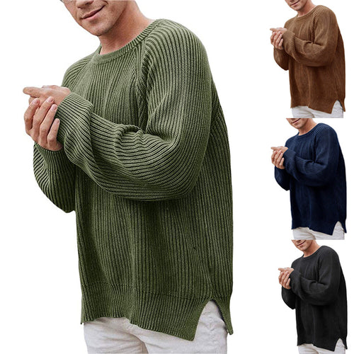 Herren lässiger Strickpullover mit Rippenstruktur und bequemer Passform R&B