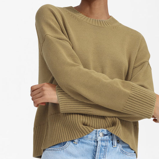 Damen Grobstrick Pullover mit weitem Schnitt und lässigem Design R&B