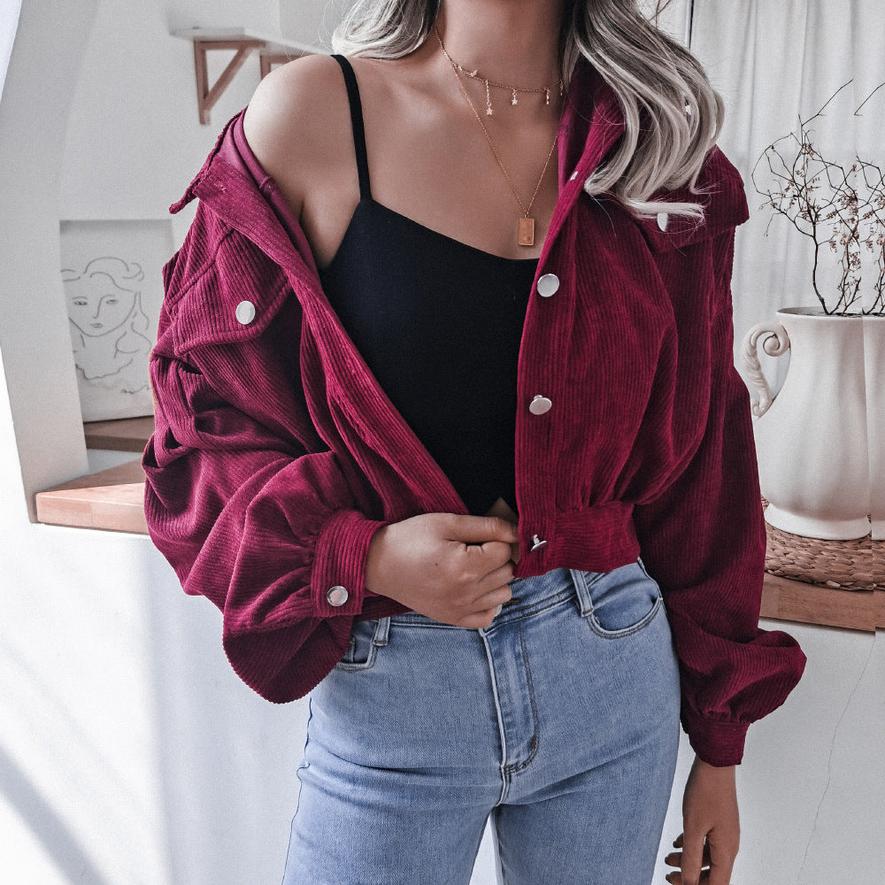 R&B | Trendige Kurze Jacke Aus Cord für Frauen