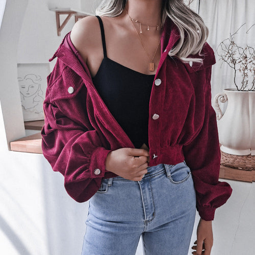 R&B | Trendige Kurze Jacke Aus Cord für Frauen