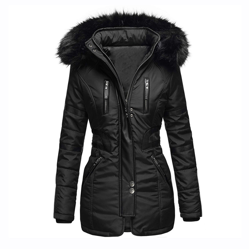 Damen isolierte Parkajacke mit abnehmbarem Kunstfellkragen und vielseitigen Taschen R&B