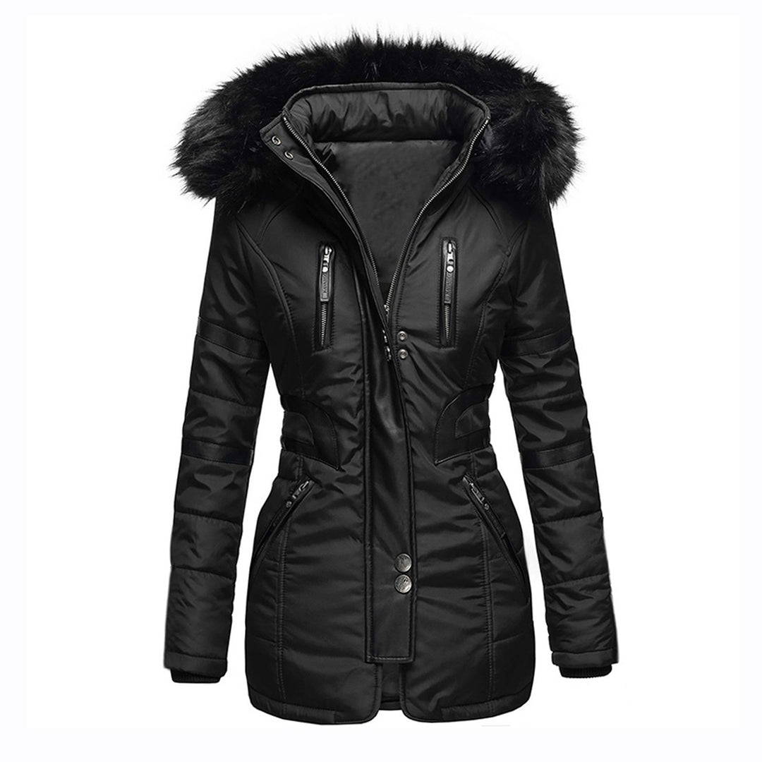 Damen isolierte Parkajacke mit abnehmbarem Kunstfellkragen und vielseitigen Taschen R&B
