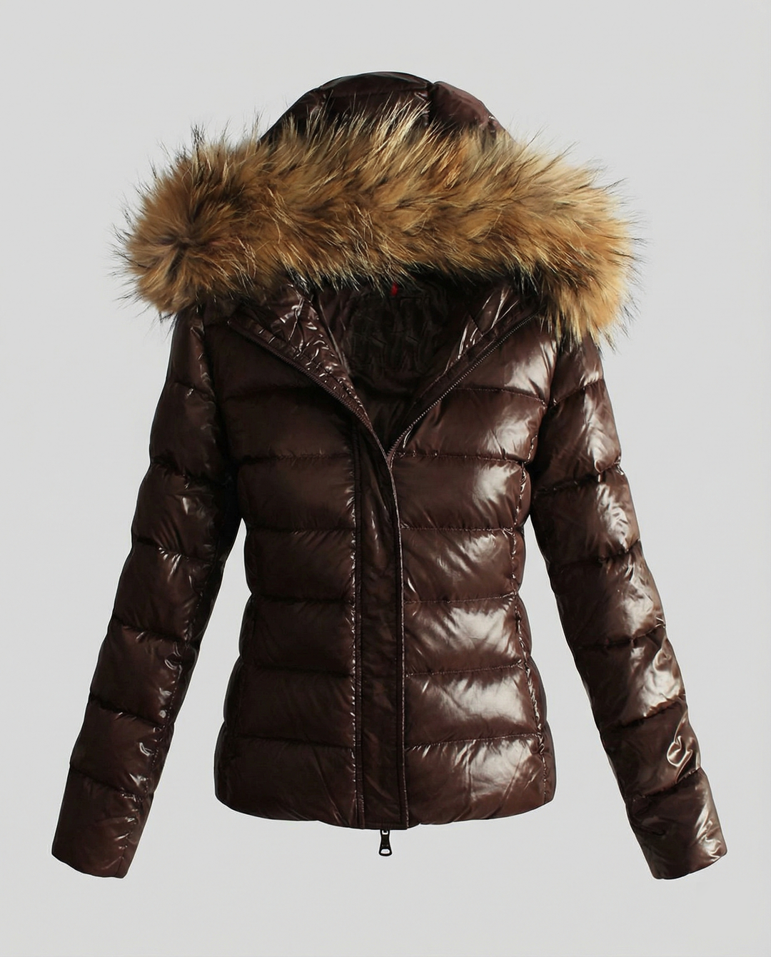 Damen Winterdaunenjacke mit abnehmbarer Kapuze und luxuriösem Fellkragen R&B