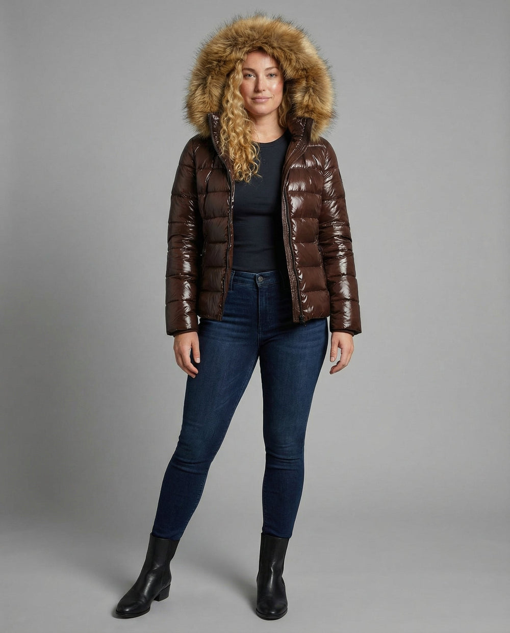 Damen Steppjacke Kunstfellkragen | R&B
