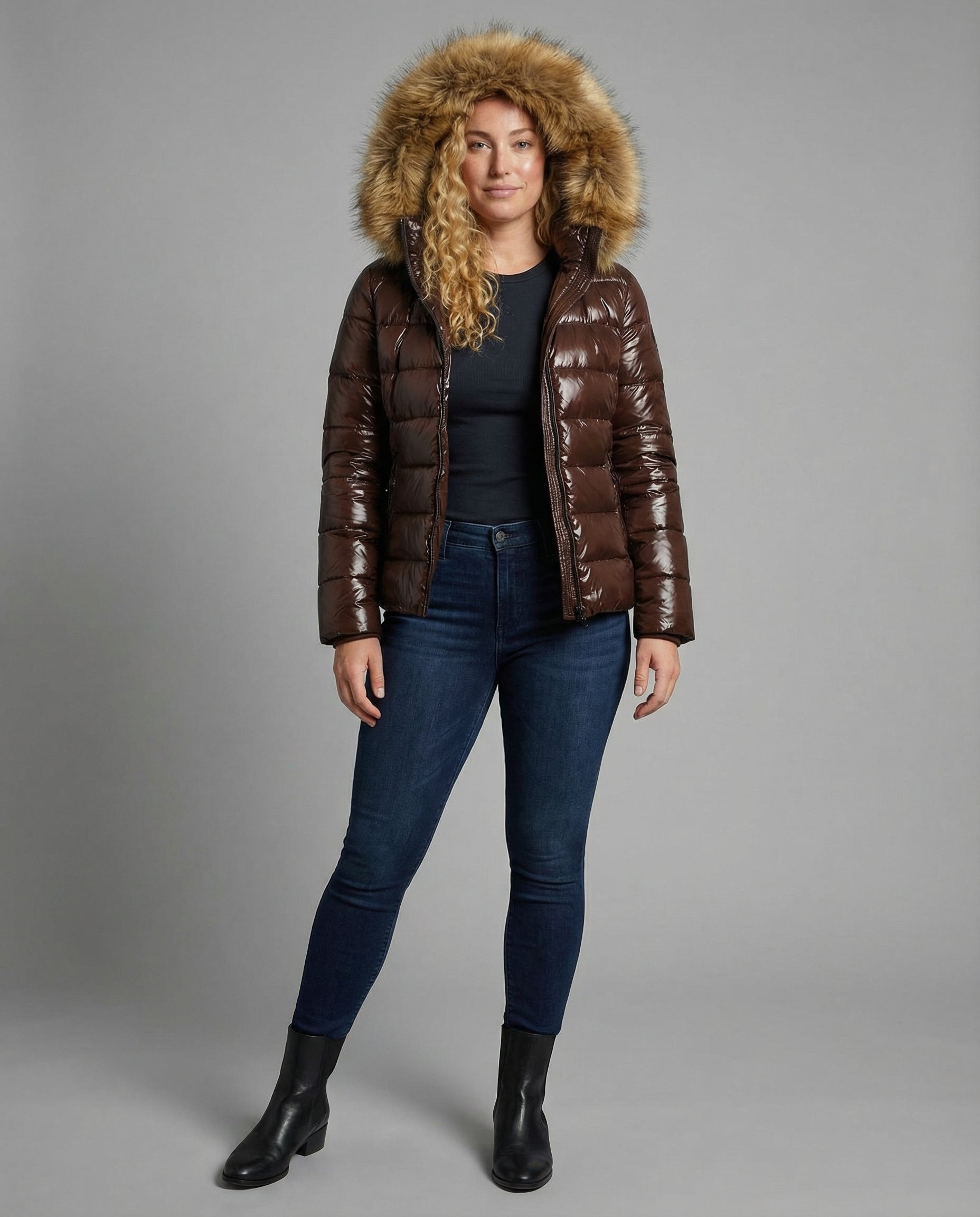 Damen Steppjacke Kunstfellkragen | R&B