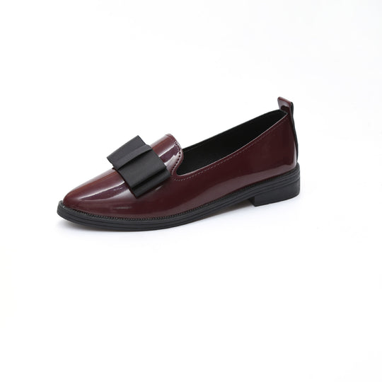 Damen nan eleganter Lackslipper mit dekorativer Schleife und leichter Plateausohle R&B