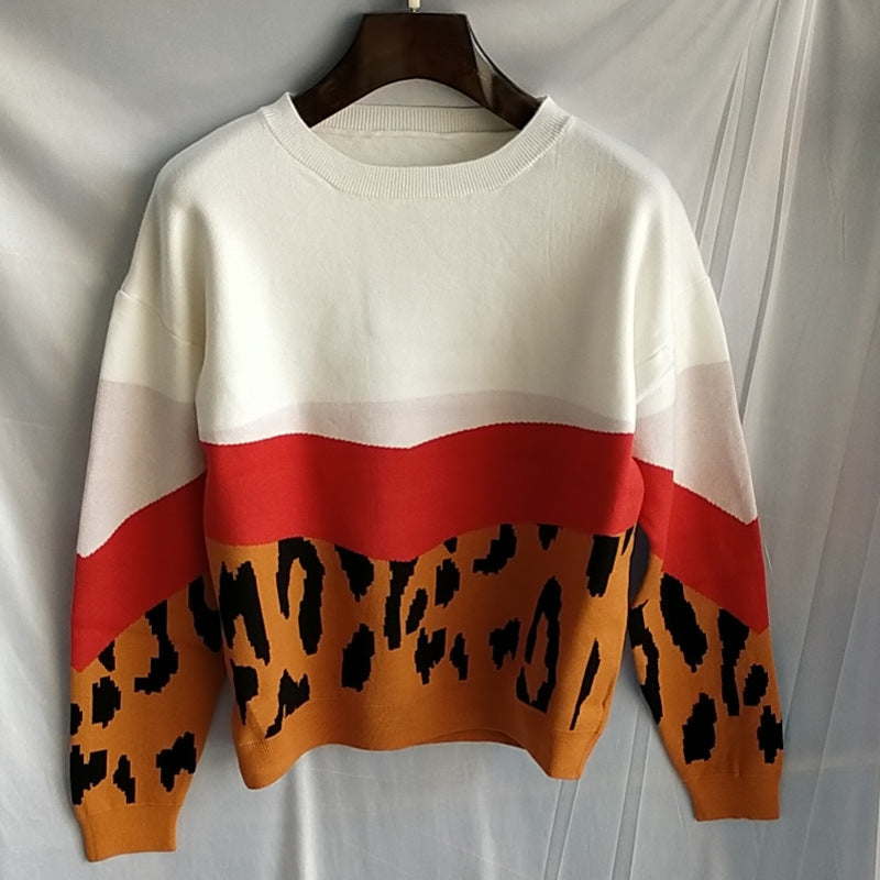 Damen modischer Pullover mit farbenfrohem Muster und lässigem Schnitt R&B
