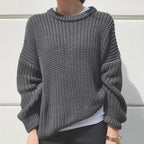 Damen Grobstrickpullover mit lässigem Schnitt und Ballonärmeln