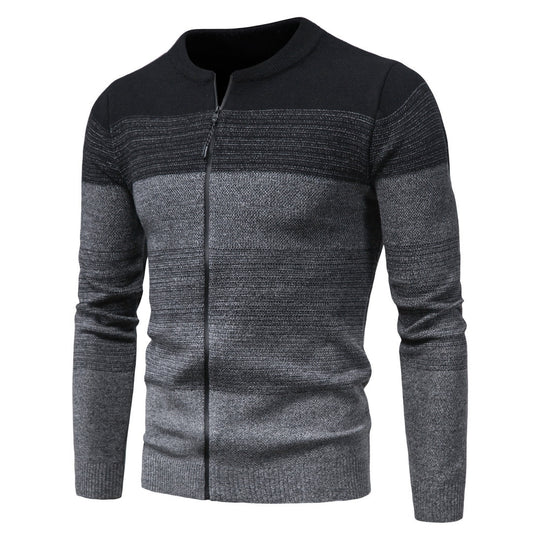 Herren modische Strickjacke mit durchgehendem Reißverschluss und Farbverlauf R&B