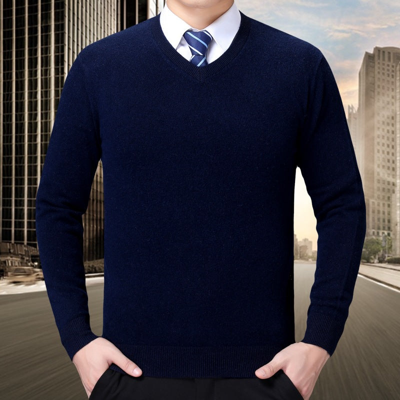 Herren V-Ausschnitt Strickpullover aus weichem Baumwollmix R&B