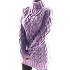 Damen Strickpullover mit Rollkragen und Zopf-Muster R&B