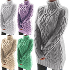 Damen Strickpullover mit Rollkragen und Zopf-Muster R&B