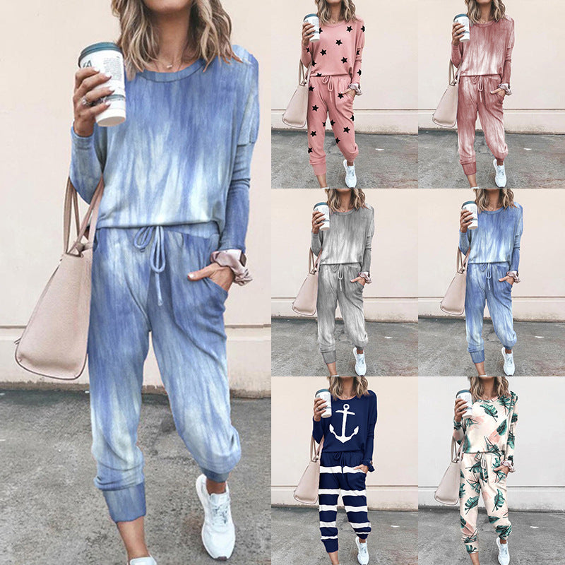 Damen Sweatpants-Set mit Sternen-Print und elastischem Bund R&B