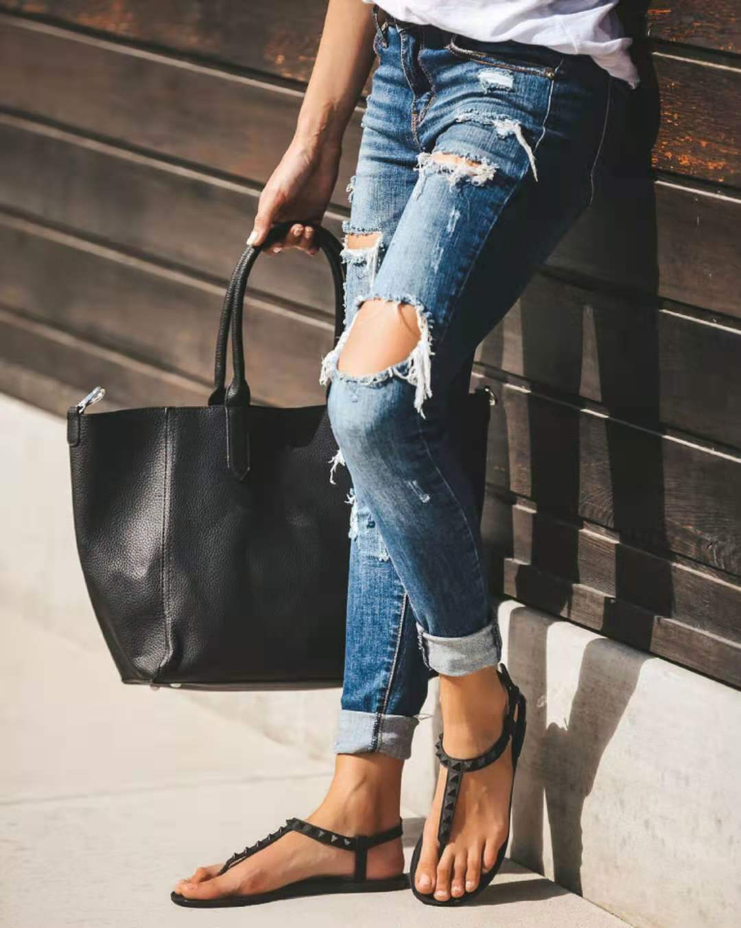 Damen Destroyed Denim Jeans R&B
