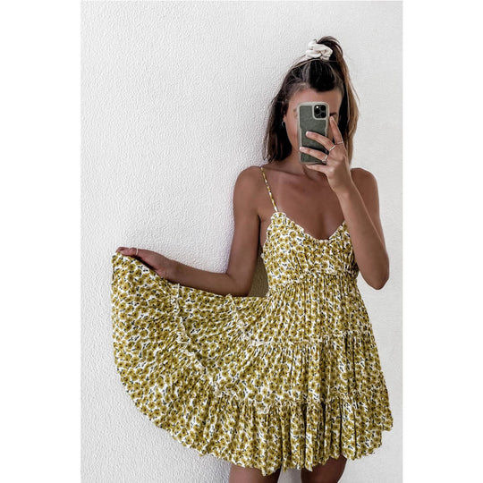 Damen Sommerliches Rüschenkleid mit verstellbaren Trägern und fließendem Schnitt R&B
