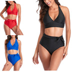 Damen Hoch tailliertes Bikini-Set mit eleganter Bindeschleife