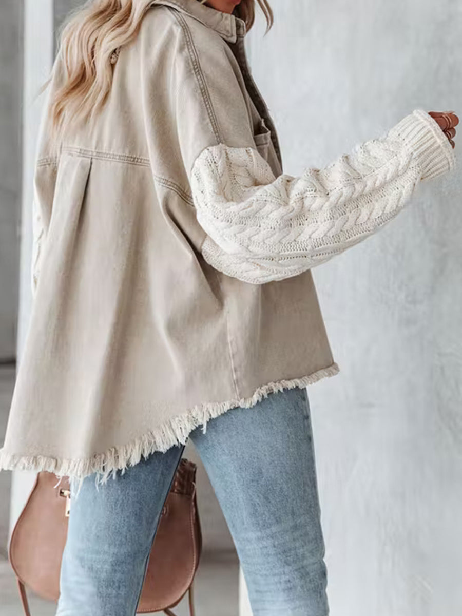 R&B | Kabelstrick Raw Hem Denim Jacke