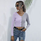 Damen Cropped Cardigan mit strukturiertem Rippdesign