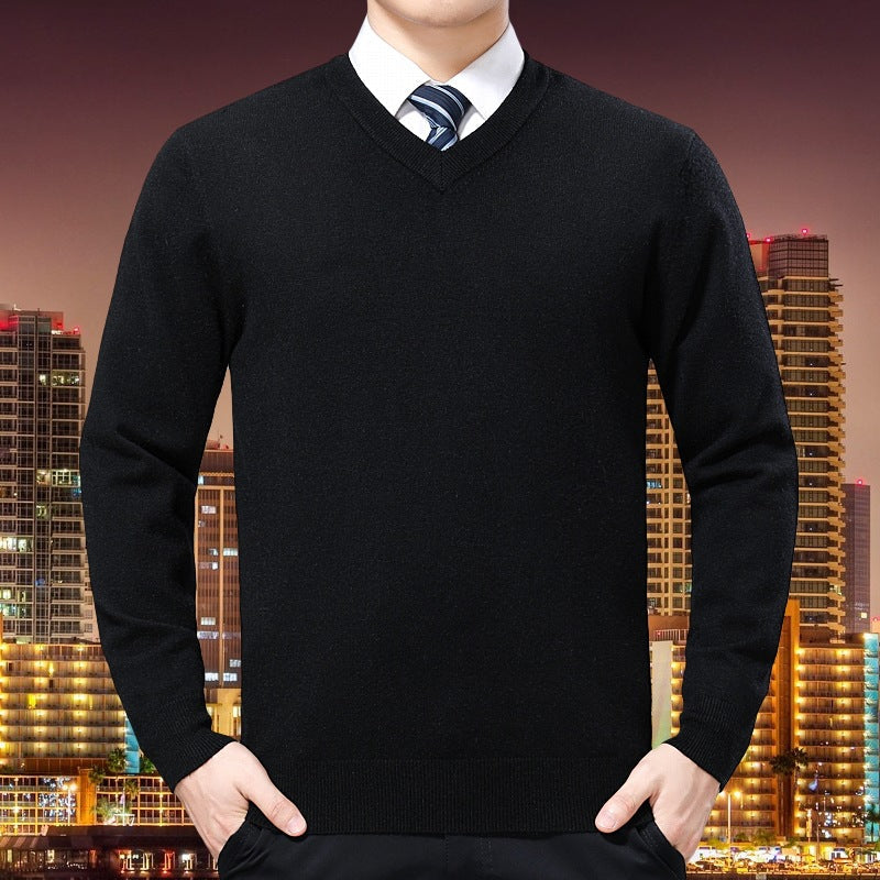 Herren V-Ausschnitt Strickpullover aus weichem Baumwollmix R&B