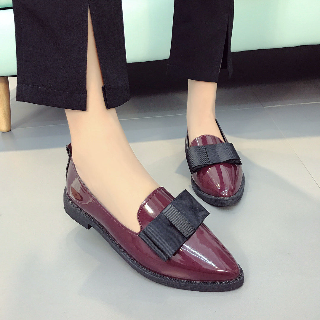 Damen nan eleganter Lackslipper mit dekorativer Schleife und leichter Plateausohle R&B