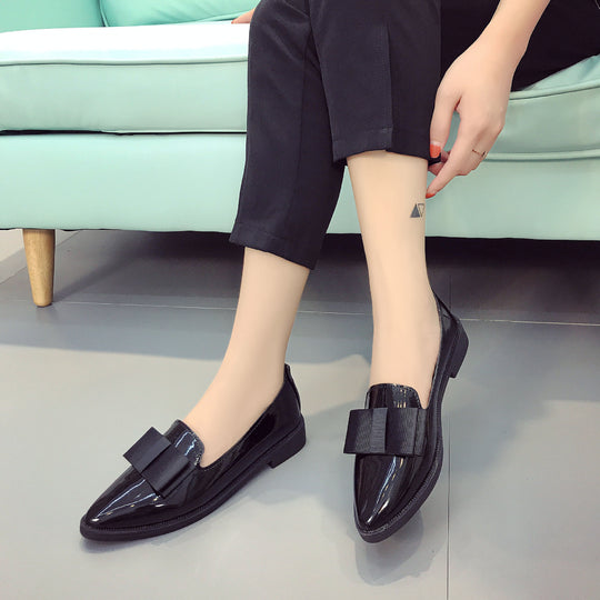 Damen nan eleganter Lackslipper mit dekorativer Schleife und leichter Plateausohle R&B