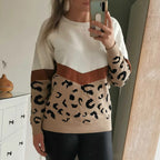 Damen modischer Pullover mit farbenfrohem Muster und lässigem Schnitt R&B