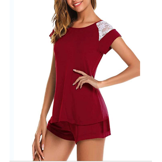 Damen Schlafanzug Set mit Spitzenakzenten R&B