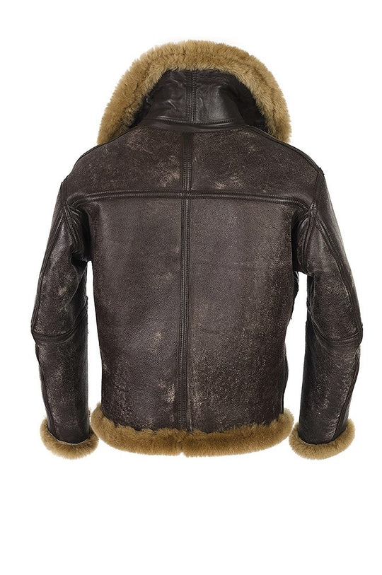 Herren Lammfell-Bomberjacke mit hochwertiger Verarbeitung und weichem Innenfutter R&B
