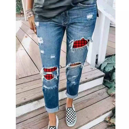 Damen Boyfriend-Jeans mit kreativen Applikationen R&B