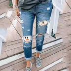 Damen Boyfriend-Jeans mit kreativen Applikationen