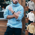 Herren Strickpullover mit hohem Kragen und strukturiertem Kabelmuster R&B